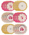 Talking Tables Vintage Floral Afternoon Tea Party Plates | Pack of 24 Truly Scrumptious Disposable Tableware for Birthday, Garden Party, Baby Shower, Wedding, Anniversary Hen do (17cm), Pink