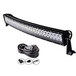 Willpower 32 inch 180W Curved Led Light Bar Flood Spot Combo with Wiring Harness Kit for Truck Off Road Jeep Car Led F150 12v 24v IP67