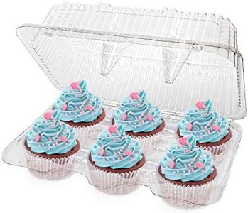 Stock Your Home 6-Compartment Plastic Cupcake Containers Disposable (40 Count) Clear Container with Connected Dome Lid, BPA Free, For Standard Sized Cupcakes