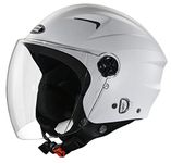 STUDDS RAY ISI Certified Open FACE Helmet for Men and Women with D - Ring Lock (White-L)