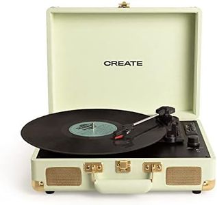 CREATE / Record Player Pop/Tocadiscos portátil de maletín Verde/con Bluetooth USB, SD, MicroSD y Mp3