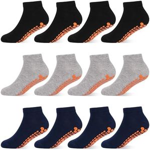 HYCLES Boys Girls Non-Slip Toddler Socks Grip Ankle Sticky Sock Anti-Skid Socks for Kids 6 Pairs for 10-13 Years Kids