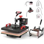 CREWORKS 15"x15" Heat Press Machine, 8 in 1 360 Degree Swing Away Heat Press with Digital Control, 38x38cm Multipurpose T Shirt Press Machine with Dual Heating Tubes for Mug Hat Plate Cap