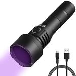 TATTU U2S UV Torch Rechargeable 365nm Black Light Flashlight with ZWB2 Filter, Blacklight 10W Ultraviolet LED Lamp with Micro USB Charging Cable