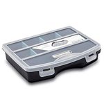 Navaris Plastic Storage Box - Stackable Organizer Case with Adjustable and Removable Divider Compartment for Tools, Small Items, Jewelry - 1 Box