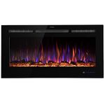 Dreamflame 42 inch Electric Fireplace Insert for Living Room,Led Recessed Fireplace with Touch&Remote Control Setting Timer,Multiple Flame&Light Color, Temperature,Heater 750/1500W,Black