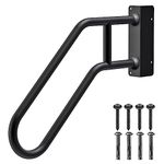 SELEWARE Heavy Duty 30" Handrails for Outdoor 1-4 Step, Non-Slip Door Jamb Corner Wall Mount Stair Hand Railing Grab Bars, U-Shape Safety Handle for Garage, Porch, Garden (Left Handed, Dia 1.3" Pipe)