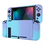 eXtremeRate PlayVital Back Cover for Nintendo Switch Console, NS Joycon Handheld Controller Separable Protector Hard Shell, Protective Case for Nintendo Switch - Gradient Violet Blue