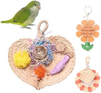 YOOSO WING Parrot Chew Toys Set - Natural Wood & Loofah Toys with Plant-Based Dyes, 3 Pack Bird Chew Toys for Cockatiels, Conures & Small Parrots for Cage Enrichment (3 Pieces ofcolor Series)