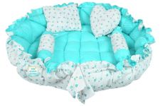 Adore Stuff New Born Baby Cotton Heart Shaped Super Soft Bed Mattress with Pillow Bedding Set Gift for New Born Boys/Girls Below 1 Year (Green)