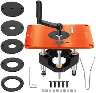 3-1/2" Router Lift System, Precision Router Table Lift for 3-1/2" Diameter Motor, 9-1/4'' x 11-3/4'' Plate 5-Piece Insert Ring Kit Compatible with Bosch, Kreg, Skil, Porter, DeWalt, Craftsman, Ridgid