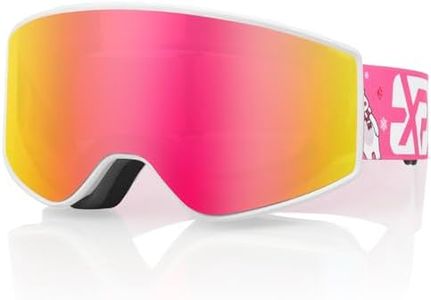 EXP VISION Kids Ski/Snowboard Goggles, Child Snow Goggles Over Glasses for Boys Girls Toddler Age 4-14 (Kids Ski Goggles-Pink)