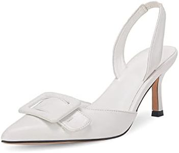Coutgo Womens Slingback Heels Kitten Heel Pumps Dress Shoes Sling Back Closed Pointed Toe Suede Wedding Party Sandals
