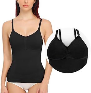 SLIMBELLE Canottiera da donna per la pancia, camisole, top shaper senza cuciture, modellante, reggiseno modellante, Nero , S