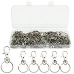 100Pcs Swivel Lobster Clasps & Key Ring Hoops with Plastic Box,50Pcs Metal Key Ring Clips and 50Pcs Keyring Rings Key Chain Hooks with Split Rings for Jewellery Making Hanging Crafts