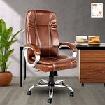 Mrc Executive M164 High Back Leatherette Swivel Office Revolving Chair with Strong Chrome Stand and Heavy Tilting Mechanism (Brown)