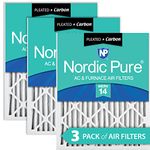 Nordic Pure 20x20x2M14+C-3 MERV 14 Plus Carbon AC Furnace Air Filters, Qty-3