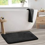 Memory Foam Bathrug - Black Bath Mat and Shower Rug Large 20" x 32" Inches, Non Slip Latex Free Plush Microfiber. Comfortable, Beautiful and Maximum Absorbency.