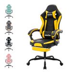 SUKIDA Gamers Choice Gaming Chair - Gaming Chairs for Adults 300lbs, Ergonomic Gamer Gamingchair with Footrest Cool Pc Computer Comfy Leather Swivel Recliner Adjustable Backrest Massage Lumbar Yellow