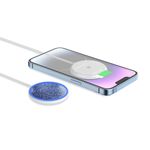 ZUJO Quicksand Magnetic Wireless Charger - 15 Watt Fast Charger Compatible With Magsafe Apple iPhone 16/15/14/13/12 Pro And Pro Max Plus Phone - Blue