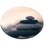 Stacked Zen Stones Pebble Beach Yoga - Flexible Round 5mm Rubber Mouse Mat Pad Office Home Novelty Printed Desk Accessory 16982