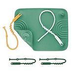 NumNum Silicone Placemat w/Pincer Grasp Grooves for Toddlers, Baby, & Kids - 4 Attachable Tethers & Built-in Suction Cups - Easy to Clean - Non-Slip for High Top & Dining Table w/Travel Bag - Green