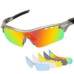 AKASO Polarized Sports Sunglasses, 5 Interchangeable Lenses, TR-90 Frame, UV Protective, for Fishing, Running, Cycling, Driving, Unisex for both Men and Women