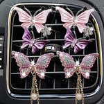 4 Pack Bling Car Air Freshener, Car Air Vent Clip Charms, Crystal Car Diffuser Vent Clip, Rhinestone Oil Diffuser Vent Clip, Car Fresheners for Women, Bling Car Accessories for Womem (Pink Butterfly)