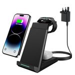 Wireless Charger 3 in 1 - ADADPU 15W Fast Charging Station for Apple Watch Series 9/8/7/6/SE/5/4/3/2 Charger Stand for Multiple Devices iPhone 16/15/14/13/12/11 Pro Max/XS/XR/X/8 Airpods Pro