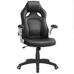 SONGMICS Office Desk Foldable Armrest and High Back,Racing Sport Computer Chair,Black,OBG62BUK, 38x44.5X(95-115) cm