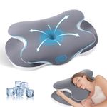 JINXIA Cervical Pillow for Neck and Shoulder Pain, Contour Memory Foam Pillow with Cooling Silk Case, Ergonomic Orthopedic Neck Support Pillow, Back Side Sleeper Pillow, Gray -23 * 14 * 3.6inch