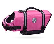 VIVAGLORY Ripstop Dog Life Jacket for Small Medium Large Dogs Boating, Dog Swimming Vest with Enhanced Buoyancy & Visibility, Pink