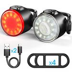 Bike Light Set, USB Rechargeable Bike Front Light and Tail Light Combination, IPX4 Waterproof Standard, 6 Lighting Modes, Easy to disassemble, Safe and Reliable, Suitable for All Bicycles and Roads