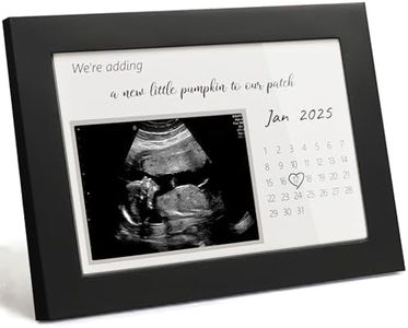 HAMUIERS Pregnancy Announcement | Ultrasound Sonogram Picture Frame for Expecting Moms | Baby Reveal Keepsake | Ideal Baby Shower | Standard 4"x3" Frame for New Parents, We're Adding a Bew Little Pumpkin to Our Patch, Black