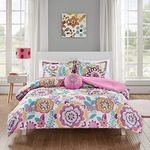 Mi Zone Camille Comforter Set, Vibrant Flowers Design All Season Teen Bedding, Matching Sham, Decorative Pillow, Girls Bedroom Décor, Twin/Twin XL, Pink 3 Piece