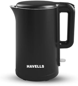 Havells Caro 1.5 litre Double Wall, 304 Stainless Steel Inner Body, Cool Touch Outer body, Wider Mouth, 2 Yr Manufacturer Warranty (Black, 1250 Watt)