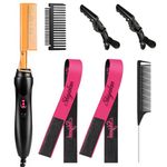 PasaRose Hot Comb Hair Straightener Set 6 pcs, Hot Comb, Hair Clips, Rat Tail Comb & Stretch Lace Band