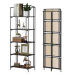 Crofy No Assembly Folding Bookshelf for Living Room, 5 Tier Black Collapsible Book Shelf for Home Office, Portable Bookcase Storage Organizer