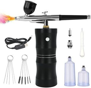 Ykall Airbrush Kit with Air Compressor, Upgraded 34PSI Air Brush Gun Rechargeable Portable Cordless Air Brush Painting with 0.4mm Nozzle for Painting, Nail Art, Tattoo