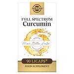 Solgar Full Spectrum Curcumin Softgels - Pack of 90 - Potent Antioxidant - Faster Absorption - Free from Sugar, Salt, Starch, Gold