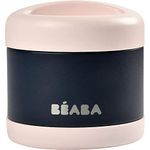 Beaba Stainless Steel Isothermal Portion, Insulated Food Container, Baby Food Lunch Containers, Baby Food Containers, Hot Thermos Kids, 500 ml, Night Blue/Light Pink