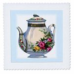 3dRose qs_43813_3 Victorian Floral Teapot-Quilt Square, 8 by 8-Inch