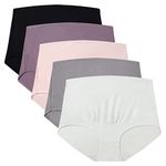 Mama Cotton Women's Over The Bump Maternity Panties High Waist Full Coverage Pregnancy Underwear (Color-Multicolor-B 5 Pack, Size-XL)