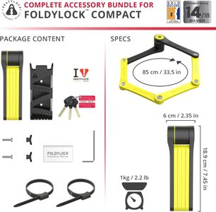 FoldyLock Compact Folding Bike Lock – High Security, 85cm, Key & Case