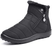 gracosy Warm Snow Boots Outdoor for Women Winter Fur Lining Shoes Anti-Slip Lightweight Ankle Bootie Waterproof Slip on Sneakers Black 7.5 M US