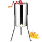 VEVOR Manual Honey Extractor, 2/4 Frames Honey Spinner Extractor, Stainless Steel Beekeeping Extraction, Honeycomb Drum Spinner with Lid, Apiary Centrifuge Equipment with Height Adjustable Stand
