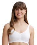 Jockey FE41 Women's Wirefree Non Padded Super Combed Cotton Elastane Stretch Full Coverage Everyday Bra with Concealed Shaper Panel and Broad Fabric Straps_White_34B