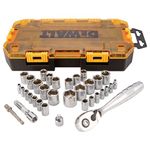 DEWALT Socket Set, 3/8-Inch Drive, SAE/Metric, 34-Piece (DWMT73804)