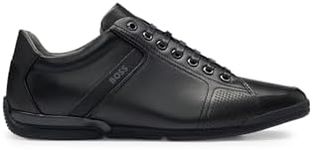 BOSS Men's Saturn Lowp Leather Trainers with Odour Neutralising Inner Lining Size, Black, 47 EU