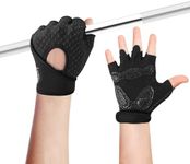 Luwint Kids Workout Gloves, Ventilated Grip Exercise Gloves for Boys and Girls Weightlifting Hanging Gym, Children 9-12 Years (Black, Large)